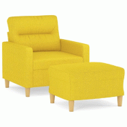 VidaXL Fauteuil avec repose-pied Jaune clair 60 cm Tissu Modèle Vega StudioDesk Élite - 3201070