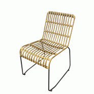 Lot de 6 chaises - Structure acier noir, dos et assise en rotin synthétique - BALI_0