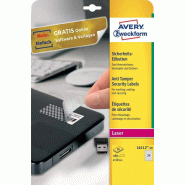 AVERY 480 étiquettes de sécurité polyester Laser, diam. 40 mm (20 feuilles A4 / cdt) - 4004182061121