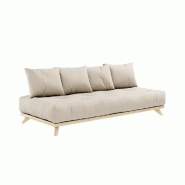 CANAPÉ CONVERTIBLE FUTON SENZA PIN NATUREL COLORIS BEIGE COUCHAGE 90 CM.