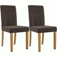 CLP Lot de 2 chaises de salle à manger Ina en velours côtelé Marron/Antique clair - marron textile 327527