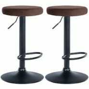 CLP Lot de 2 tabourets de bar Ponte velours Marron/Métal noir mat - marron textile 323470 CLP Lot de 2 tabourets de bar Ponte velours Marron/Métal noir mat - marron textile 323470