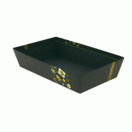 Corbeille carton rectangle "Cado"noir et or 33x20x7cm - par 30