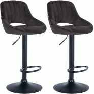 Décoshop26 - Lot de 2 tabourets de bar réglables en velours noir dossier ajouré et pied métal noir 10_0006143 - noir métal 3000265408846