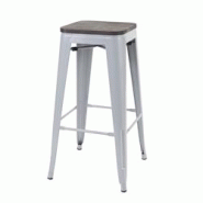 Décoshop26 - Tabouret de bar chaise de comptoir siège en bois avec repose-pieds design industriel empilable en métal gris 04_0005242 - gris 3000124 Décoshop26 - Tabouret de bar chaise de comptoir siège en bois avec repose-pieds design industriel empilable en métal gris 04_0005242 - gris 3000124
