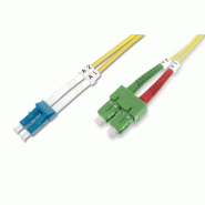 DIGITUS Fibre optique monomode câble de raccordement SC (APC) vers LC (PC), LC Duplex - SC Duplex, 1 m, jaune - jaune 4016032309260