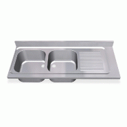 FRICOSMOS Évier avec deux cuves à gauche et égouttoir de 550 mm. - inox FRCU004I