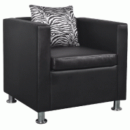 Helloshop26 - Fauteuil chaise siège lounge design club sofa salon cuir synthétique noir 1102078/3 - noir polyester 3000140521387