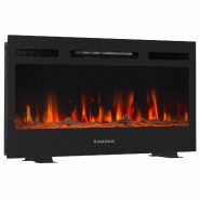 KAMINIO Cheminée électrique MARLON - Cheminée 3-en-1 avec chauffage, effet de flamme 3D, 12 couleurs de flammes, télécommande - 30 pouces - EF02-30