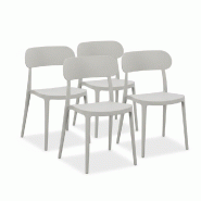 RATTATAN Lot de 4 chaises en polypropylène, design classique et résistant, monobloc,  pour jardin, terrasse, cuisine, bar et restaurants - MAGGIE -