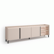 SKRAUT HOME Meuble TV, Banc Télé, 207x61x35 cm, Pour les TV jusqu'à 80", Design industriel, LED, Beige - beige Bois manufacturé 643_4