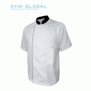 Veste de cuisine manches courtes blanc - Coton/Polyester - PBV - Réf PBV-17BPBN_0