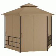 VidaXL Belvédère avec parois 3,1x2,7 m Taupe Modèle Atlas Flex - marron 313932