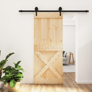 Vidaxl porte coulissante et kit de quincaillerie 85x210 cm pin massif 3203244 Vidaxl porte coulissante et kit de quincaillerie 85x210 cm pin massif 3203244