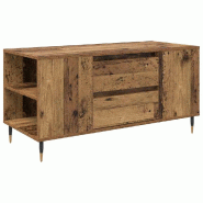 VidaXL Table basse Bois Ancien 102 x 44,5 x 50 cm Bois d'ingénierie Modèle Luna Fixe Plus - 882678