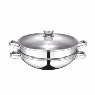 BAUMALU wok & wok vapeur 2 en 1 32cm en inox 343832 - 3216383438324