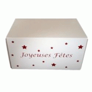 Boites bûches blanches joyeuses fêtes - 35 x 11 x 11 cm (25 unités) - JFB3511 Boites bûches blanches joyeuses fêtes - 35 x 11 x 11 cm (25 unités) - JFB3511