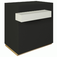 Comptoir 90x60x93,8cm/reposac 70x20xH12cm noir - 2tir.2tabl. - mélaminé noir