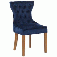 Décoshop26 - Chaise de salle à manger x 1 style Chesterfield dossier capitonné en velours bleu et pieds en bois clair 10_0003739 - bleu 3000251741476 Décoshop26 - Chaise de salle à manger x 1 style Chesterfield dossier capitonné en velours bleu et pieds en bois clair 10_0003739 - bleu 3000251741476