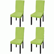 Décoshop26 - Housse de chaise droite extensible 4 pcs vert DEC022376 - 3001298369609