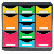 Exacompta - Réf. 313798D - STORE-BOX - Caisson de rangement à 11 tiroirs - Dimensions extérieures : P 27 x l 35,5 x H 27,1 cm - Arlequin - multicol_0