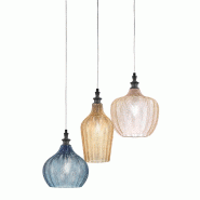 Gea Luce Suspension Triple Cleofe S/3 Multicolore - Noir Mat Métal Verre Mélange Ambre Ocre Cobalt 3X E27 - Gealuce - multicolore CLEOFE S/3 - MULTI Gea Luce Suspension Triple Cleofe S/3 Multicolore - Noir Mat Métal Verre Mélange Ambre Ocre Cobalt 3X E27 - Gealuce - multicolore CLEOFE S/3 - MULTI