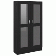 Helloshop26 - Armoire à vitrine classique 82,5 x 30,5 x 150 cm espace de rangement déco intérieur en bois d'ingénierie noir 02_0047756 - noir verr