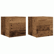 Helloshop26 - Lot de 2 meubles TV muraux élégants rangement pratique 30,5 x 30 x 30 cm en bois d'ingénierie vieux bois 02_0050881 - Bois massif 300
