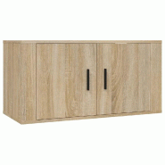 Helloshop26 - Meuble TV mural élégant chêne sonoma 80 x 34 x 40 cm rangement pratique style classique en bois d'ingénierie 02_0048288 - Bois massi