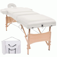 Helloshop26 - Table de massage pliable à 3 zones 10 cm d'épaisseur blanc 02_0001868 - blanc Bois massif 3000089551537