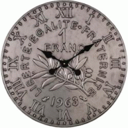 Horloge en fer pièce de monnaie 60 cm 1 franc - Argent Antic Line Créations - gris 3701345005664 Horloge en fer pièce de monnaie 60 cm 1 franc - Argent Antic Line Créations - gris 3701345005664