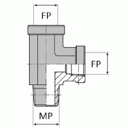 Té orientable renversé femelle NPT x femelle NPT x mâle NPT - 3/8' , 17.05