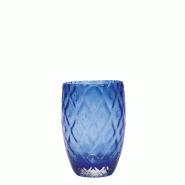 Zafferano Lot De 6 Verres Tumbler Losanghe En Verre Soufflé À La Bouche Bleue, Motif À Losanges Élégants Et Résistants Pour Usage Quotidien Lsa-