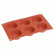 ​​​​​​​Plaque de 6 moules à gâteaux ronds en silicone rouge