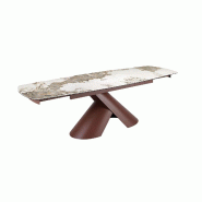 Angel Cerdá Table de salle à manger extensible ovale tonneau en marbre céramique et acier marron cuivré 1194C2 Ø180 x 95 x 75 - blanc porcelaine