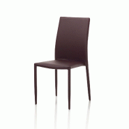 AQA Design Ensemble de 4 chaises en simili cuir marron ALICE. L.43,5 P.46,5 H.90,5 MP00921 - marron textile MP00921