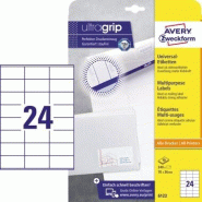 Avery Zweckform 6122 Lot de 10 feuilles d'étiquettes 70 x 36 mm pour imprimantes jet d'encre (Blanc) (Import Allemagne) - 6122