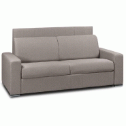 CANAPÉ LIT 3 PLACES LEVALLOIS EXPRESS LATTES 140CM TÊTE DE LIT INTÉGRÉE TWEED TAUPE SABLE MATELAS 16 CM