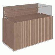 Comptoir vitrine fond bois Vertigo T03 MDF naturel et noyer 120x60x93cm