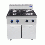 Cuisinière à gaz 4 feux en acier inoxydable. Brûleurs 4x7 kw avec flamme pilote. Dimensions LxLxH 80x70x108,5 cm. Modèle AT7G4B-F-2 - 4191