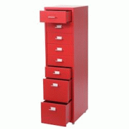 Décoshop26 - Caisson à tiroirs sur roulettes rangement bureau 8 tiroirs 110x28x41cm en acier rouge 04_0004356 - 3000447732691