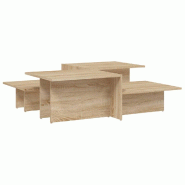 Décoshop26 - Lot de 2 tables d'appoint avec étagère 111,5 x 50 x 33 cm en bois d'ingénierie couleur chêne DEC040391 - Bois massif 3000264914119