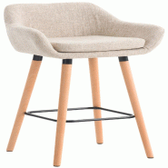Décoshop26 - Tabouret de bar lounge x1 design scandinave assise en tissu crème pieds en bois repose-pieds en métal 10_0004922 - beige métal 300025
