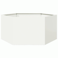 Helloshop26 - Jardinière bac lit surélevé plantes fleurs terrasse jardin hexagone 104 x 90 x 45 cm acier blanc 02_0038631 - 3000217657575