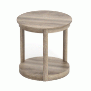 Helloshop26 - Table basse ronde à 2 niveaux 60,5 x 61 cm espace de rangement effet rustique en bois d'hévéa gris 20_0013807 - 3000227943163