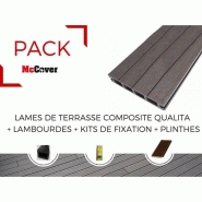 PACK 1 M² LAME DE TERRASSE COMPOSITE QUALITA ACCESSOIRES 3600 MM - COLORIS - GRIS CARBONE, EPAISSEUR - 25MM, LARGEUR - 14 CM, LONGUEUR - 360 CM, SURFACE COUVERTE EN M² - 1