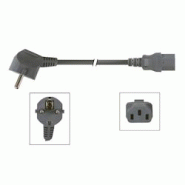 Perel Câble d'alimentation, H05VV-F 3G1, 3 m, 10 A/230 V, 2500 W, type E/F 90° vers C13, usage intérieur, PVC, gris - EPC030AG100