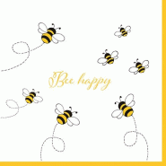 Serviettes, 3 plis pliage ¼ 33 cm x 33 cm "Bee Happy" (360 unités) PAPSTAR - jaune papier 89309