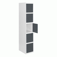 SimonRack Vestiaire Métallique 5 Portes avec Clé, 1800x300x500 mm, Blanc/Anthracite - Simonlocker - blanc métal 8425437108273