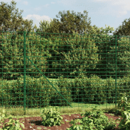 Vidaxl clôture en treillis métallique et piquet d'ancrage vert 2x25 m 154142
